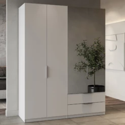 Armoire Spectre 157cm Avec Miroir - Blanc Mat