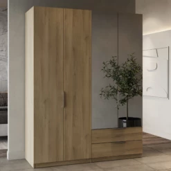 Armoire Spectre 157cm Avec Miroir - Décor Chêne