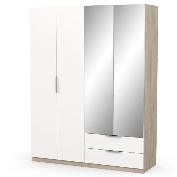 Armoire Spectre 157cm Avec Miroir - Blanc Mat/chêne 4 Armoire Spectre 157cm Avec Miroir - Blanc Mat/chêne – Image 4