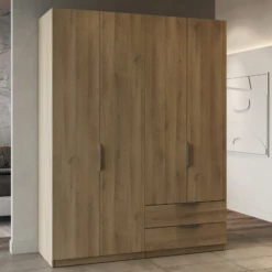 Armoire Spectre 157cm 4 Portes & 2 Tiroirs - Chêne