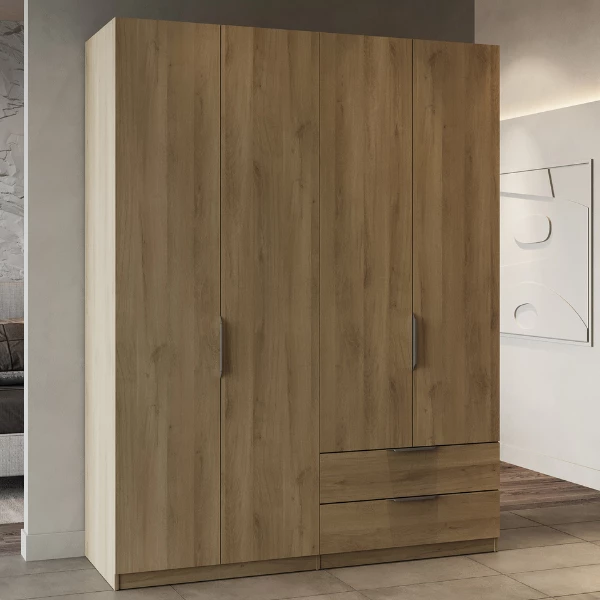 Armoire Spectre 157cm 4 Portes & 2 Tiroirs - Chêne 1 Armoire Spectre 157cm 4 Portes & 2 Tiroirs - Chêne
