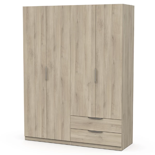Armoire Spectre 157cm 4 Portes & 2 Tiroirs - Chêne 4 Armoire Spectre 157cm 4 Portes & 2 Tiroirs - Chêne – Image 4