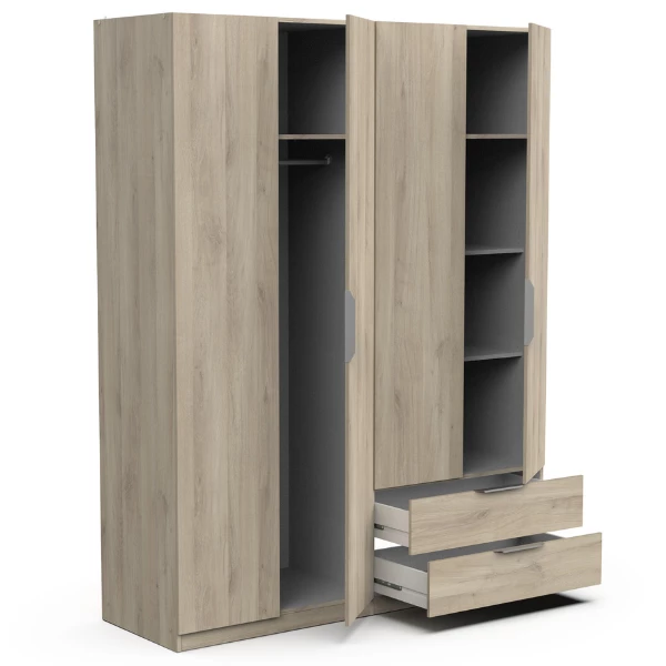 Armoire Spectre 157cm 4 Portes & 2 Tiroirs - Chêne 3 Armoire Spectre 157cm 4 Portes & 2 Tiroirs - Chêne – Image 3