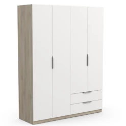 Armoire Spectre 157cm 4 Portes & 2 Tiroirs - Blanc Mat/chêne -EMOB-MEUBLES Ventes Ontwerp zonder titel 2023 06 09T112507.563 0b63