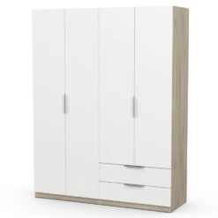 Armoire Spectre 157cm 4 Portes & 2 Tiroirs - Blanc Mat/chêne -EMOB-MEUBLES Ventes Ontwerp zonder titel 2023 06 09T112704.458 e338