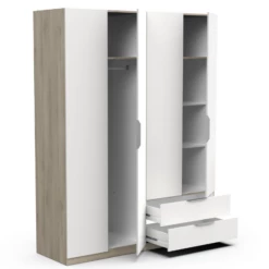 Armoire Spectre 157cm 4 Portes & 2 Tiroirs - Blanc Mat/chêne -EMOB-MEUBLES Ventes Ontwerp zonder titel 2023 06 09T112733.384 c37a