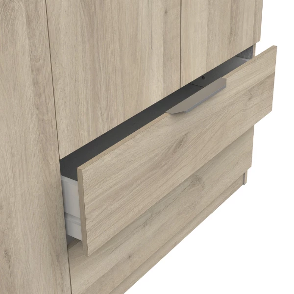 Armoire Spectre 157cm 8 Portes & 2 Tiroirs - Décor Chêne 2 Armoire Spectre 157cm 8 Portes & 2 Tiroirs - Décor Chêne – Image 2