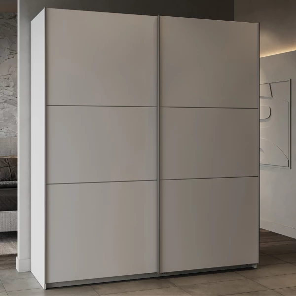 Penderie Spectre 178cm Avec Portes Coulissantes - Blanc Mat 1 Penderie Spectre 178cm Avec Portes Coulissantes - Blanc Mat