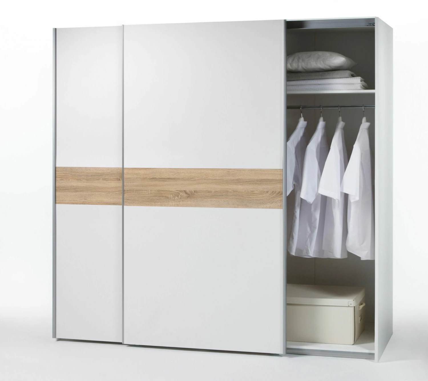 Armoire à Vêtements Salamanca 215cm Avec 2 Portes - Blanc/chêne – Image 3