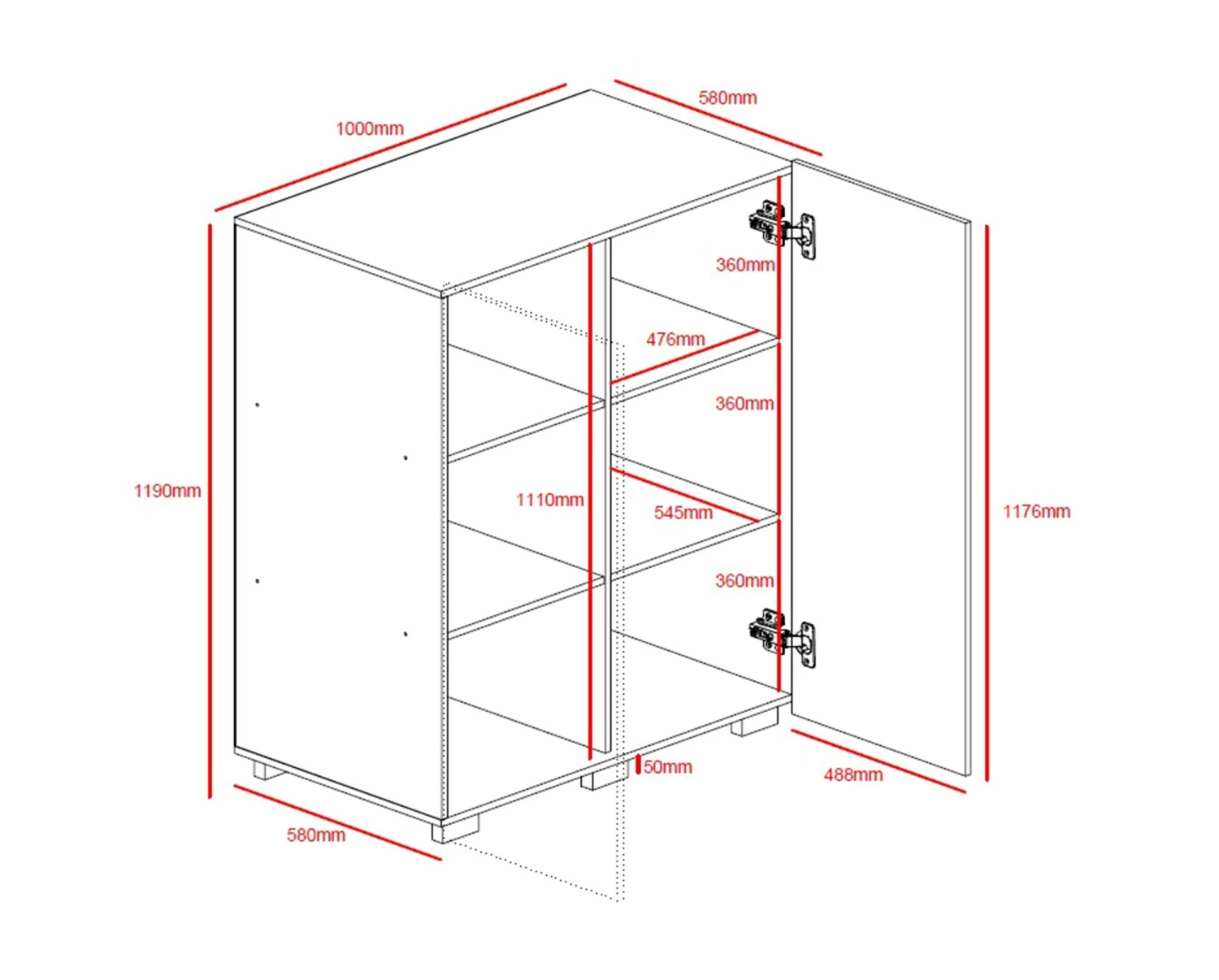 Commode Rochus 100cm Avec 2 Portes - Blanc 2 Commode Rochus 100cm Avec 2 Portes - Blanc – Image 2