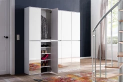Modern White Melamine Wardrobe Mirror - 10 Doors, 19 Shelves, 2 Rails -EMOB-MEUBLES Ventes Sans titre30 7856