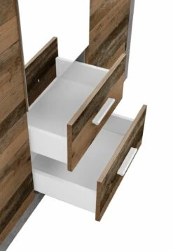 Armoire à Vêtements Storck 151cm 3 Portes & 2 Tiroirs - Vieux Style/béton -EMOB-MEUBLES Ventes Stone KLS RET Detail Old Style 58 732 AB f656