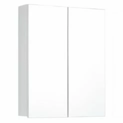Armoire De Toilette Line : Blanc, Adapté Aux Pièces Humides, 2 Portes, 2 étagères
