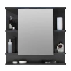Armoire De Toilette Tetis Gris Moderne : Élégant, Facile D'entretien, Espace De Rangement