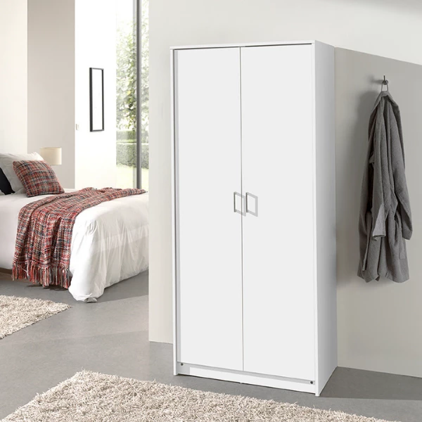 Armoire Ray 80cm Avec 2 Portes - Blanc 1 Armoire Ray 80cm Avec 2 Portes - Blanc